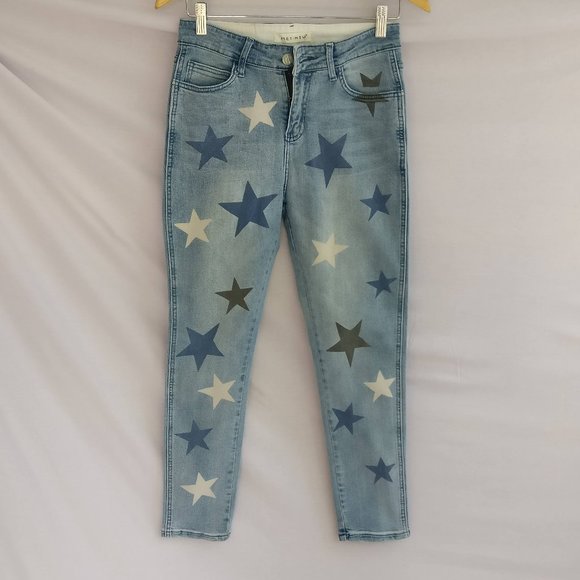 One Teaspoon Jeans with star print, Tapered Mom jeans in Firecracker women sz 27 - Picture 1 of 7